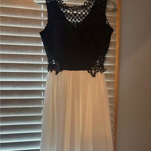 Elegant Black and White Lace Dress
